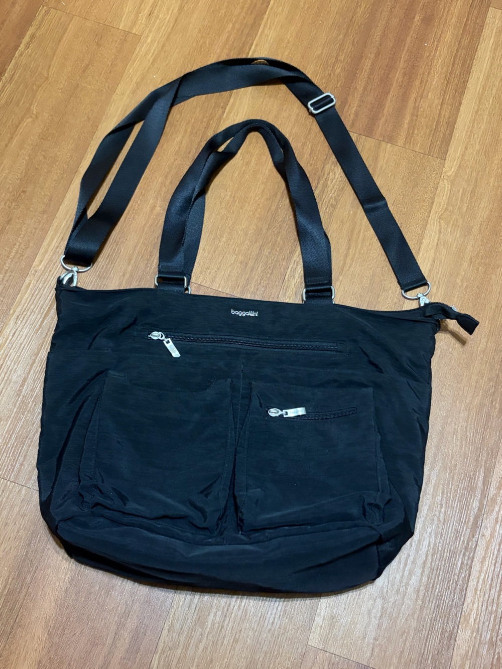 Baggallini X4901 Womens Black Nylon Classic Any Day Laptop Tote Crossbody Bag